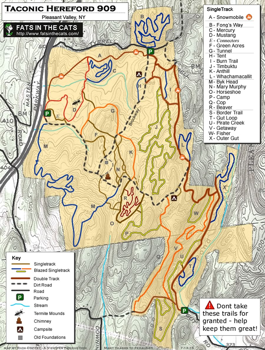 Taconic Hereford 909 Trail Map with Topo