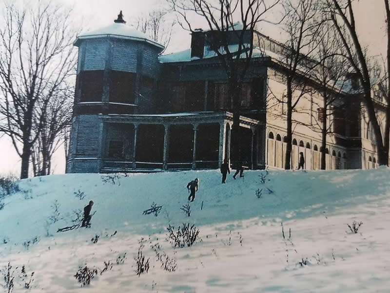 Sledding at the Round lake School