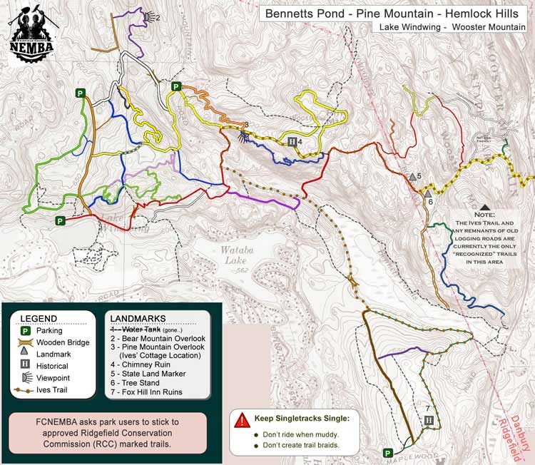 Bennetts Pond/Hemlock Hills Trail Map - Topo