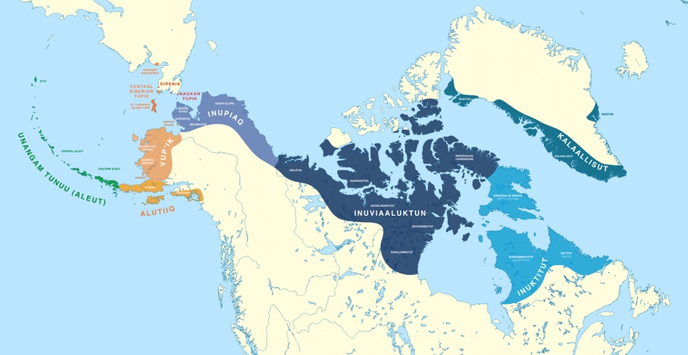 Map of Eskimo–Aleut languages