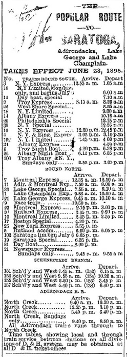 D&H 1895 RR Timetable
