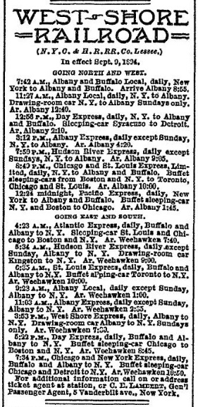 est Shore RR Timetable